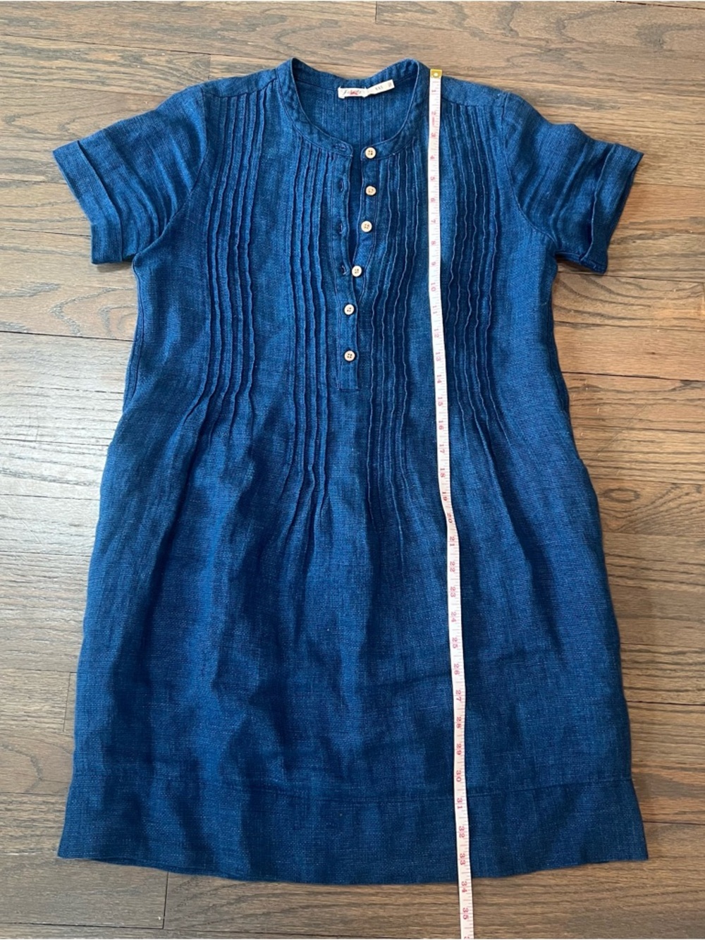 Faherty Gemina Dress 100% Linen Indigo Blue XXS Coastal Classic Preppy Airy - Picture 6 of 8